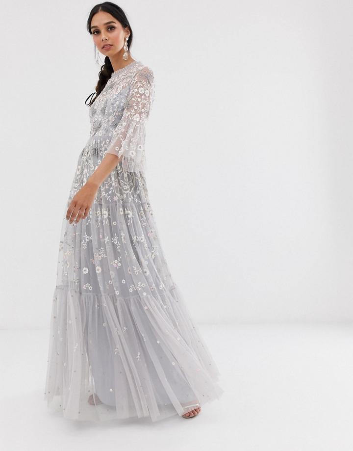 Needle & Thread Dragonfly Maxi Dress In Dusk Blue - Blue