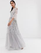 Needle & Thread Dragonfly Maxi Dress In Dusk Blue - Blue