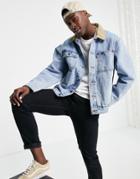 Levi's Sunset Relaxed Fit Cord Collar Denim Trucker In Light Blue-blues