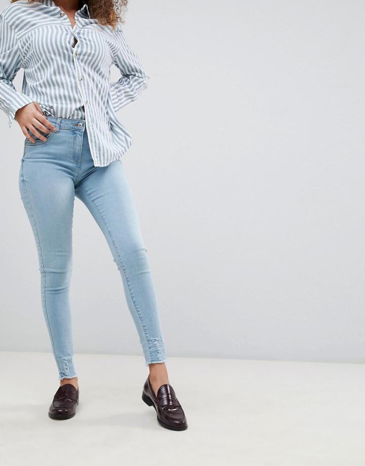 Parisian Frayed Hem Skinny Jeans-blue