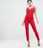 Vesper Sweetheart Plunge Jumpsuit - Red