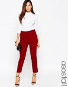 Asos Tall Ankle Grazer Cigarette Pant In Crepe - Red $21.00