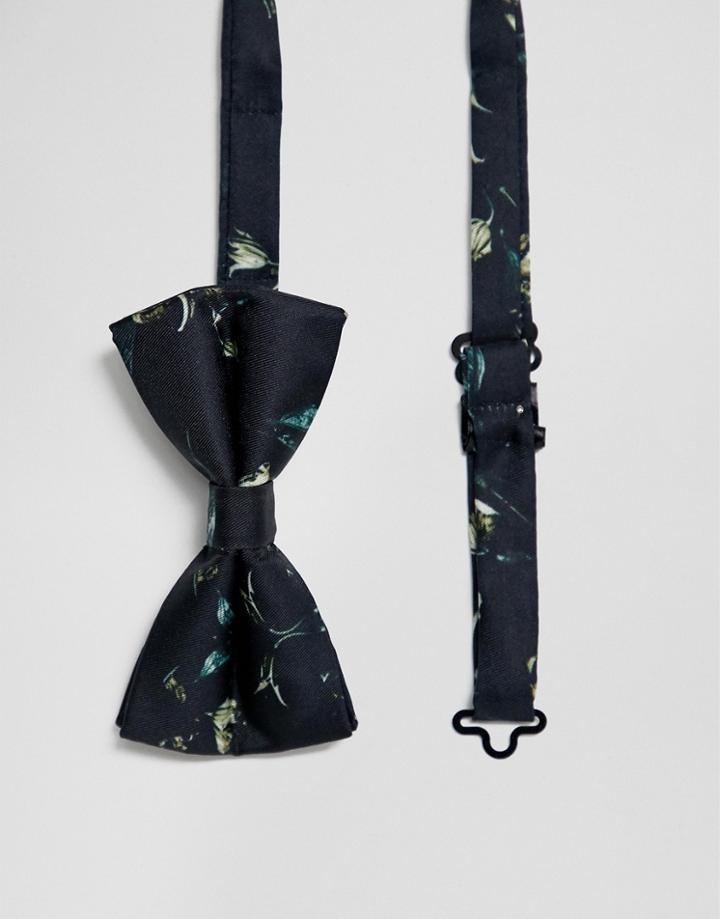 Religion Wedding Printed Sateen Bow Tie In Floral - Blue