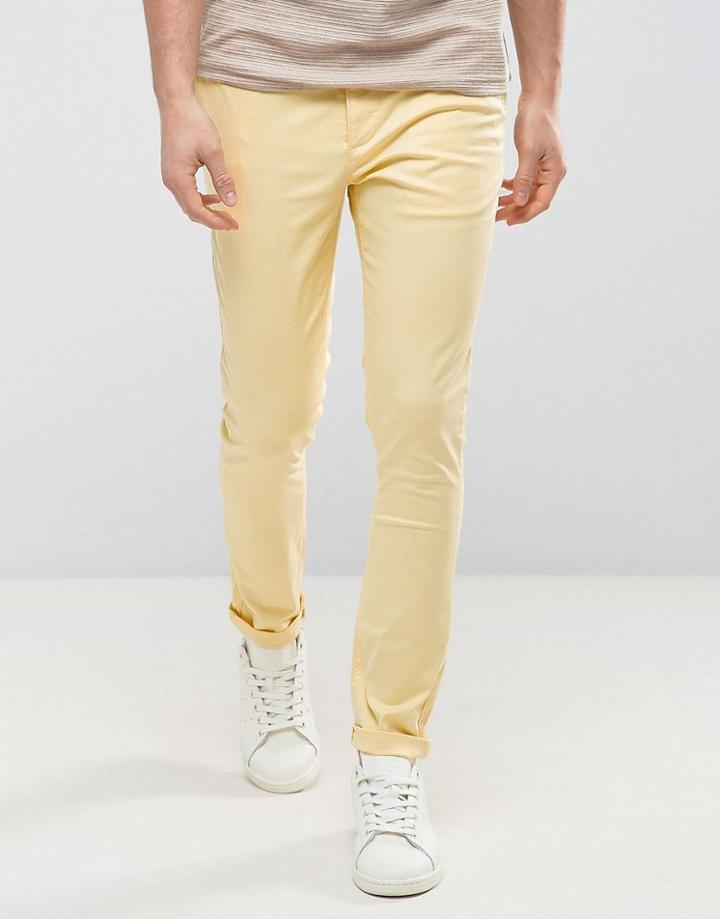 Asos Super Skinny Chinos In Yellow - Yellow