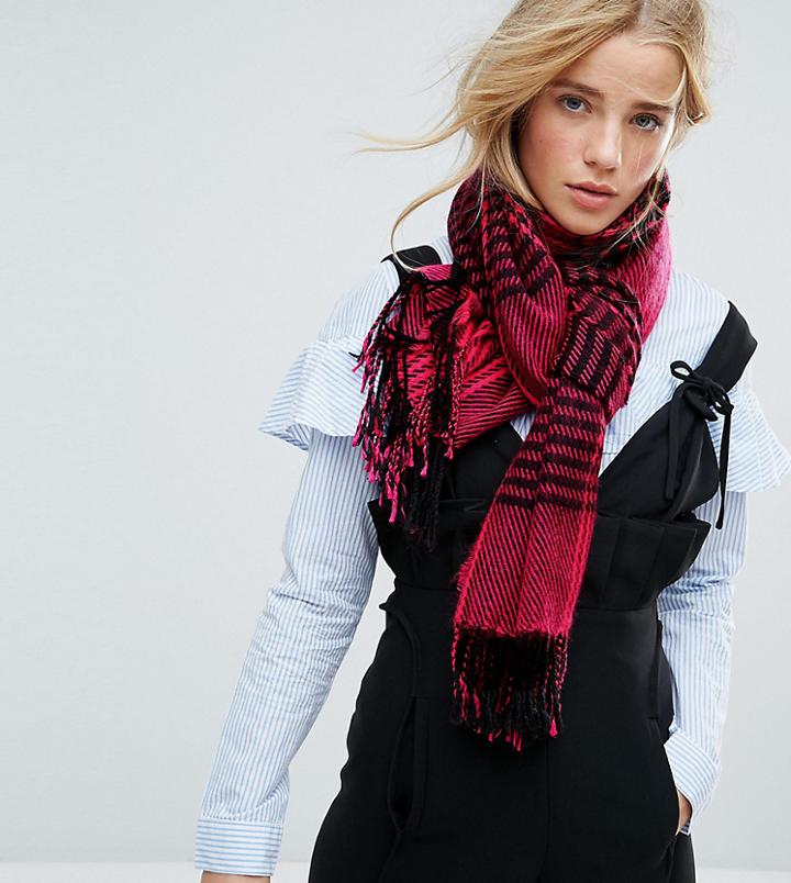 Miss Selfridge Check Scarf - Multi