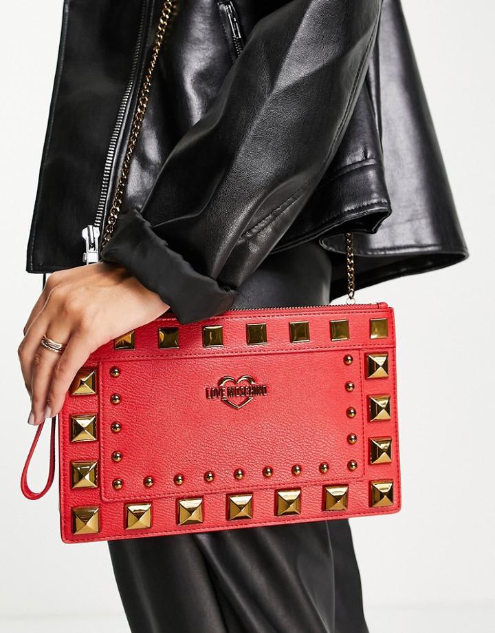 Love Moschino Wrist Stap Crossbody Bag In Red