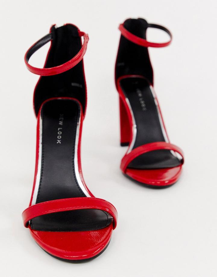 New Look Patent Block Heeled Sandal In Red - Red