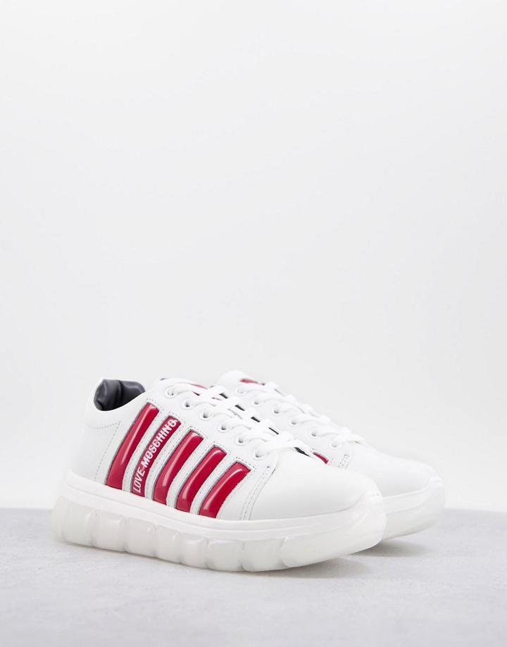 Love Moschino Chunky Sole Sneakers In White And Red