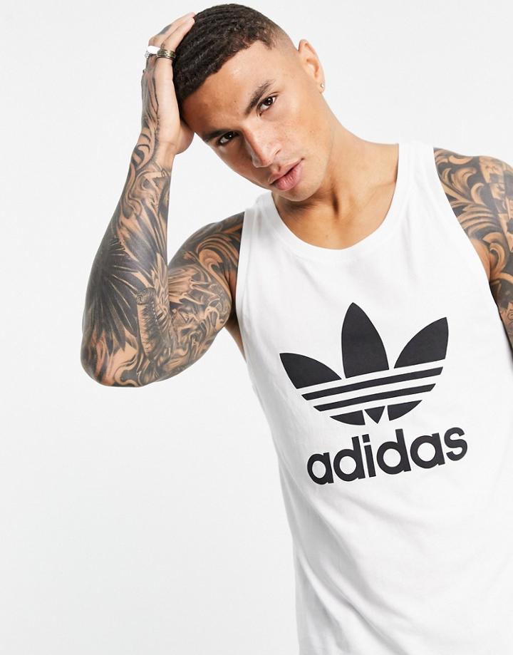 Adidas Originals Adicolor Large Trefoil Tank In White