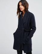 Vero Moda Belted Wool Coat - Navy