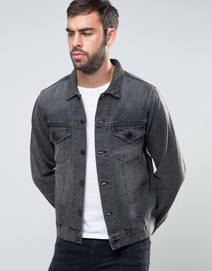 Dead Vintage Washed Black Denim Jacket In Vintage Fit - Black