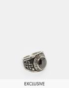 Reclaimed Vintage Black Stone Ring - Silver