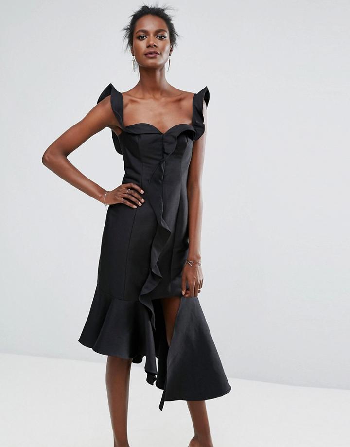 Keepsake Wallflower Ruffle Dress - Black