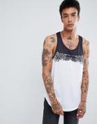 Criminal Damage Tank In White With Baroque Print - White