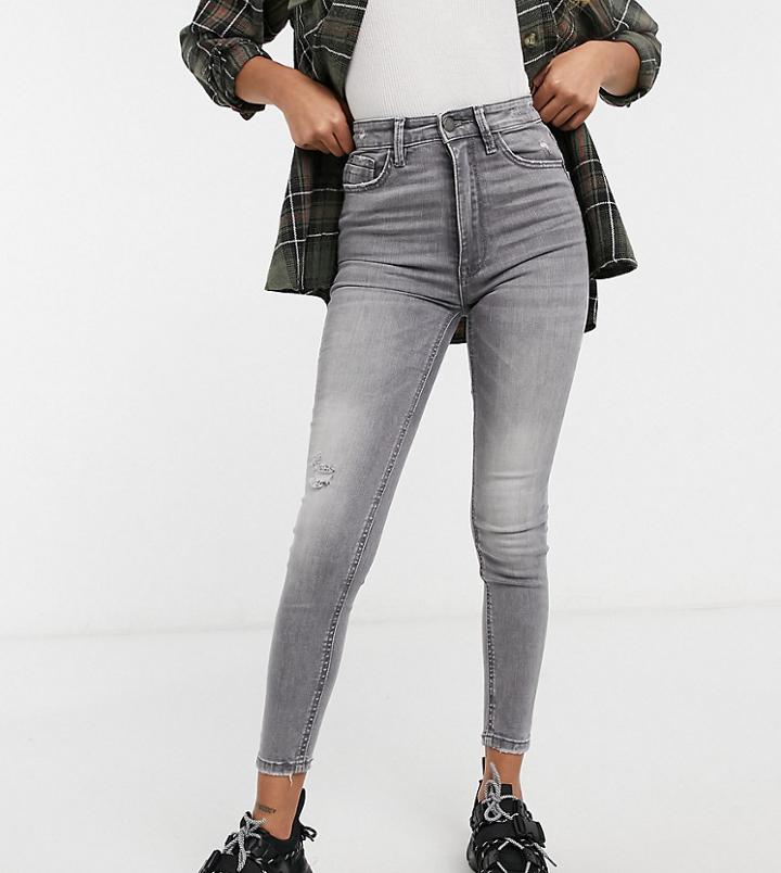 Stradivarius Petite Super High Waist Skinny Jean In Gray-grey