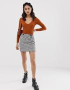 Miss Selfridge Mini A-line Skirt In Boucle Check - Pink