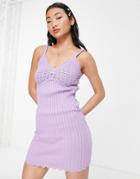 Asos Design Crochet Mini Dress With Bust Detail-purple