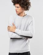 Asos Sweater In Boucle With Woven Forearm Patches - Gray