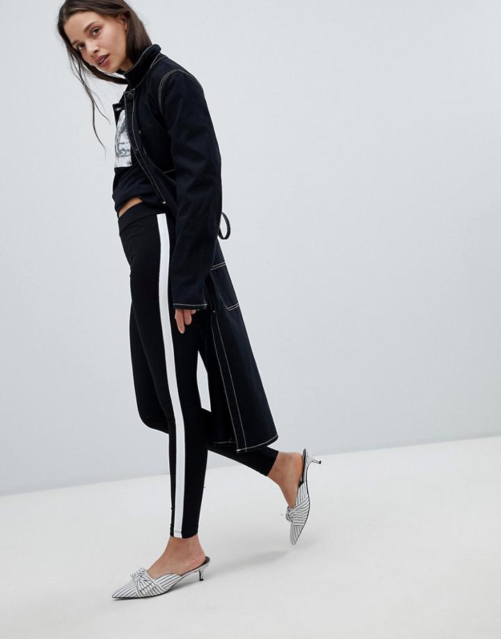 New Look Side Stripe Leggings - White