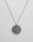 Asos Zodiac Coin Necklace In Burnished Silver - Silver