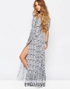 Reclaimed Vintage Wrap Maxi Dress In Floral Print - Cream