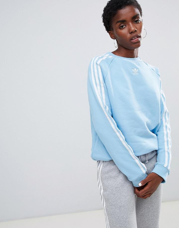 Adidas Originals Three Stripe Sweatshirt In Blue - Blue