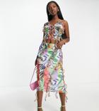 Asyou Frill Edge Midaxi Skirt Set In Animal Swirl Print-multi