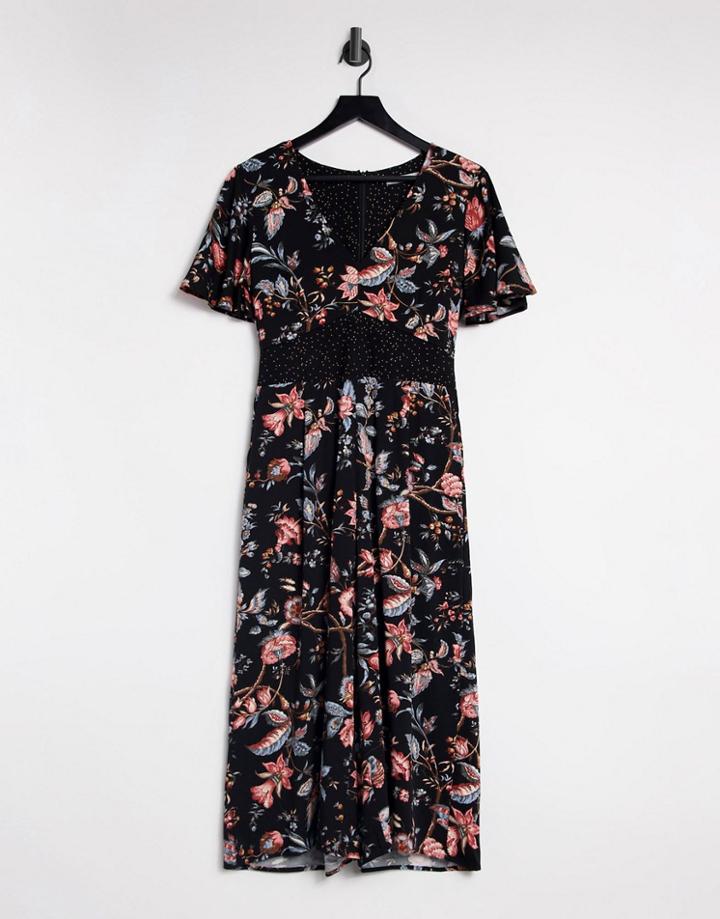 Oasis Patched Jumpsuit In Black Multi
