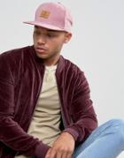 Asos Snapback Cap In Pink Peached Fabric - Pink