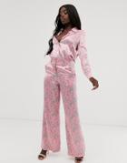 Ghost Harley Floral Print Satin Pyjama Pants - Pink