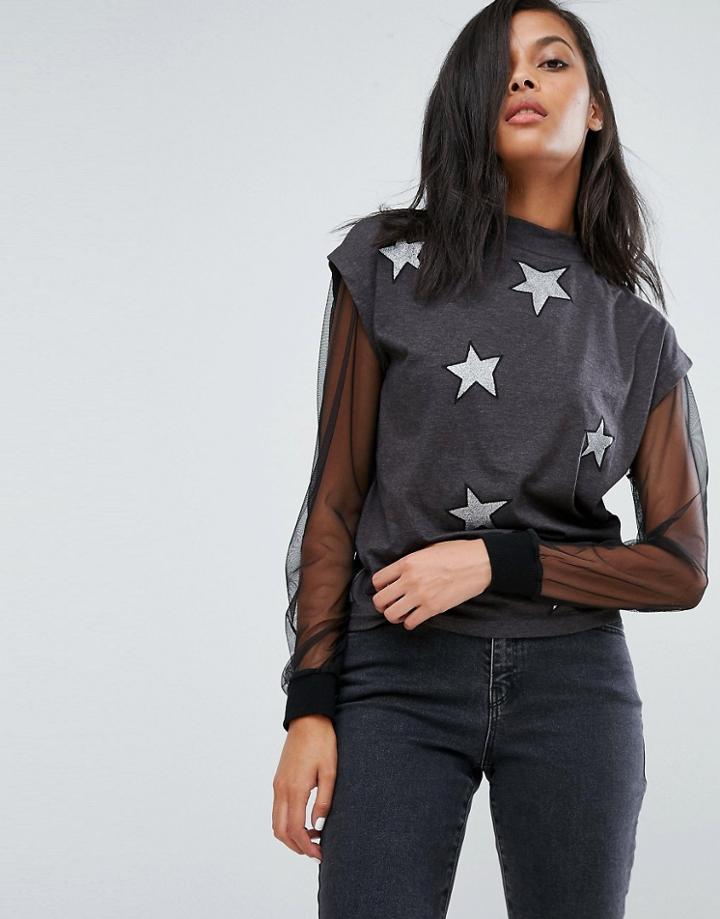 Cheap Monday Dig Fake Star T-shirt - Gray