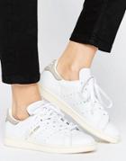 Adidas Originals White And Gray Stan Smith Sneakers - White