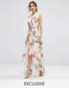 Hope & Ivy Floral Asymmetric Maxi Dress With Ruffles - Multi