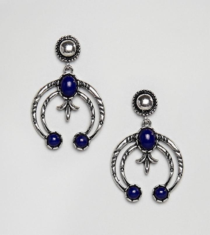 Reclaimed Vintage Inspired Drop Engraved Earrings (+) - Silver