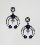 Reclaimed Vintage Inspired Drop Engraved Earrings (+) - Silver