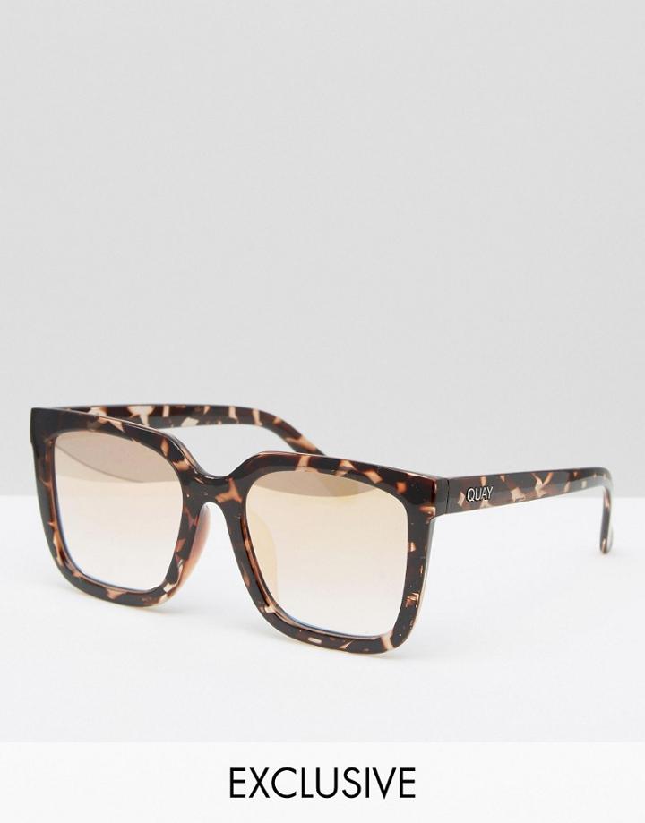 Quay Australia Exclusive Genesis Square Frame Sunglasses - Brown