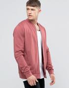 Asos Jersey Bomber Jacket In Washed Red - Washed Ruddy