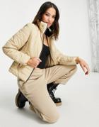 Vero Moda Short Padded Coat In Tan-brown
