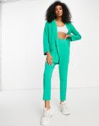 Asos Design Jersey Tapered Suit Pants In Bright Emerald Green