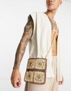 Asos Design Straw Cross Body Bag In Brown - Part Of A Set