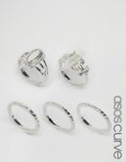 Asos Curve Summer Time Stone Ring Pack - Rhodium