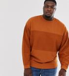 Asos Design Plus Oversized Sweatshirt With Reverse Panel In Rust - Orange