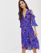 Closet A-line Wrap Dress - Blue