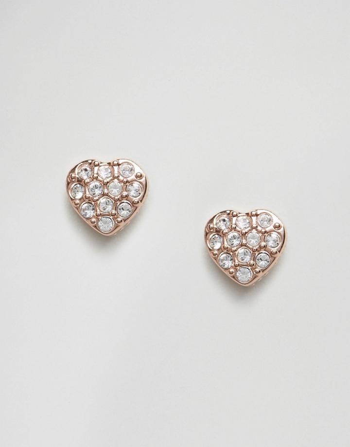 Ted Baker Pave Crystal Heart Earrings - Gold
