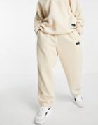 Asos Design Oversized Shearling Sweatpants In Off-white - Part Of A Set-neutral