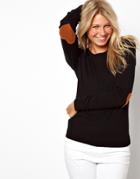 Asos Heart Elbow Patch Sweater-black