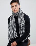 Selected Homme Scarf In Houndstooth Pattern - Black