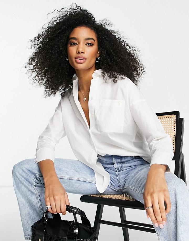 River Island Poplin Shirt In White