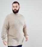 Asos Plus Mohair Wool Blend Turtleneck Sweater In Brown - Brown