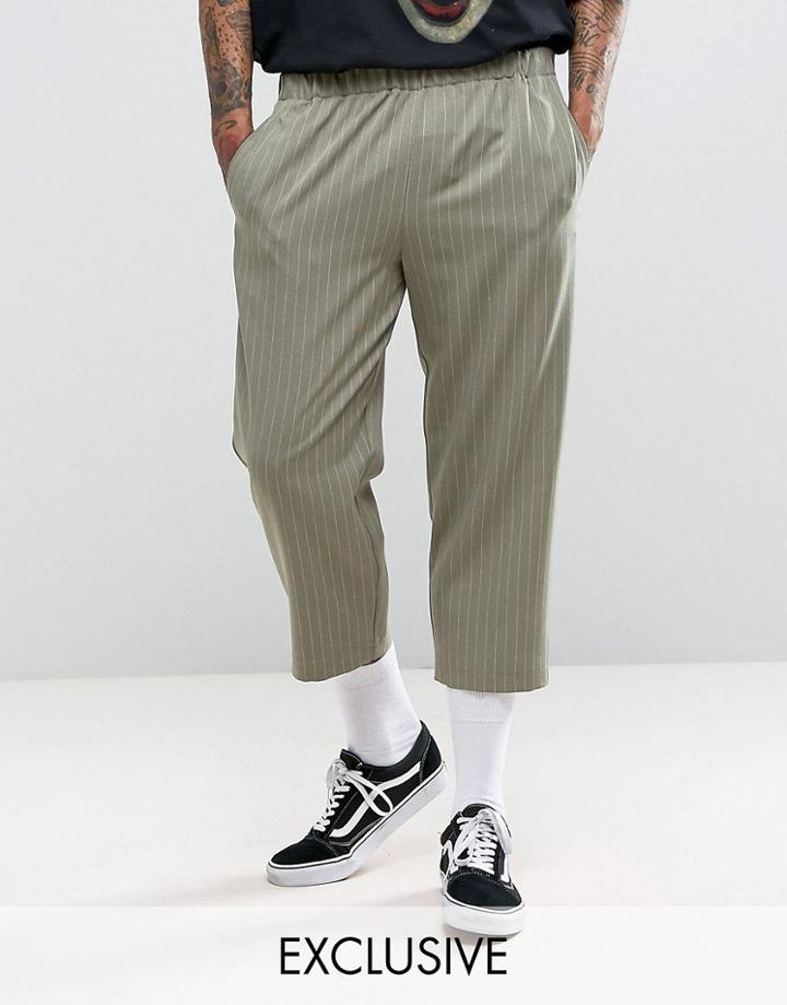 Reclaimed Vintage Inspired Relaxed Pants In Stripe - Green